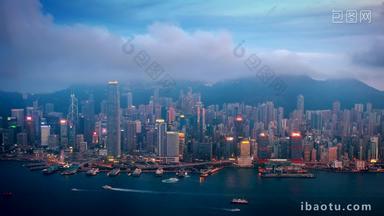 在香港城市景观市区的港口